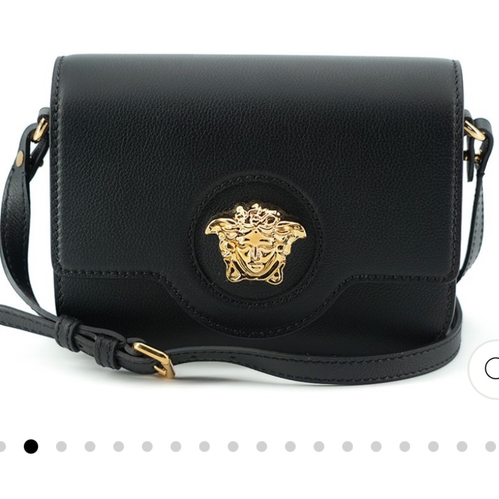 VERSACE BLACK CALF LEATHER SHOULDER WOMEN'S BAG Handbag NEW